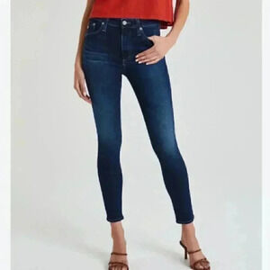AG “Farrah” trendy high waisted  stretch dark wash skinny ankle denim jean 28